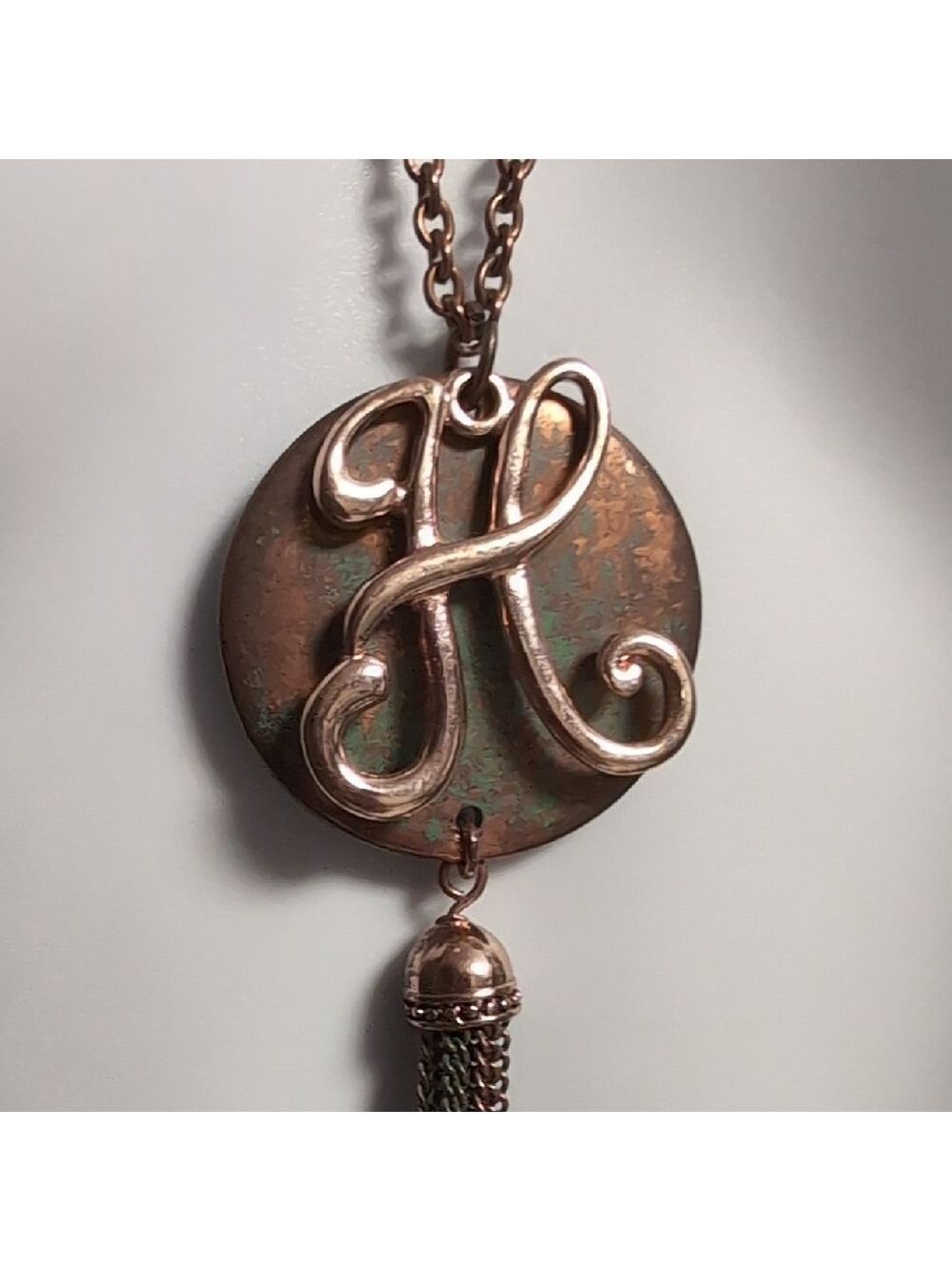 Monogram H Bronze Tassel Necklace
